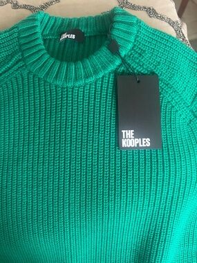 ✔️54/72/74 BNWT The Kooples Comfort fit Green Ribbed Crewneck Sweater